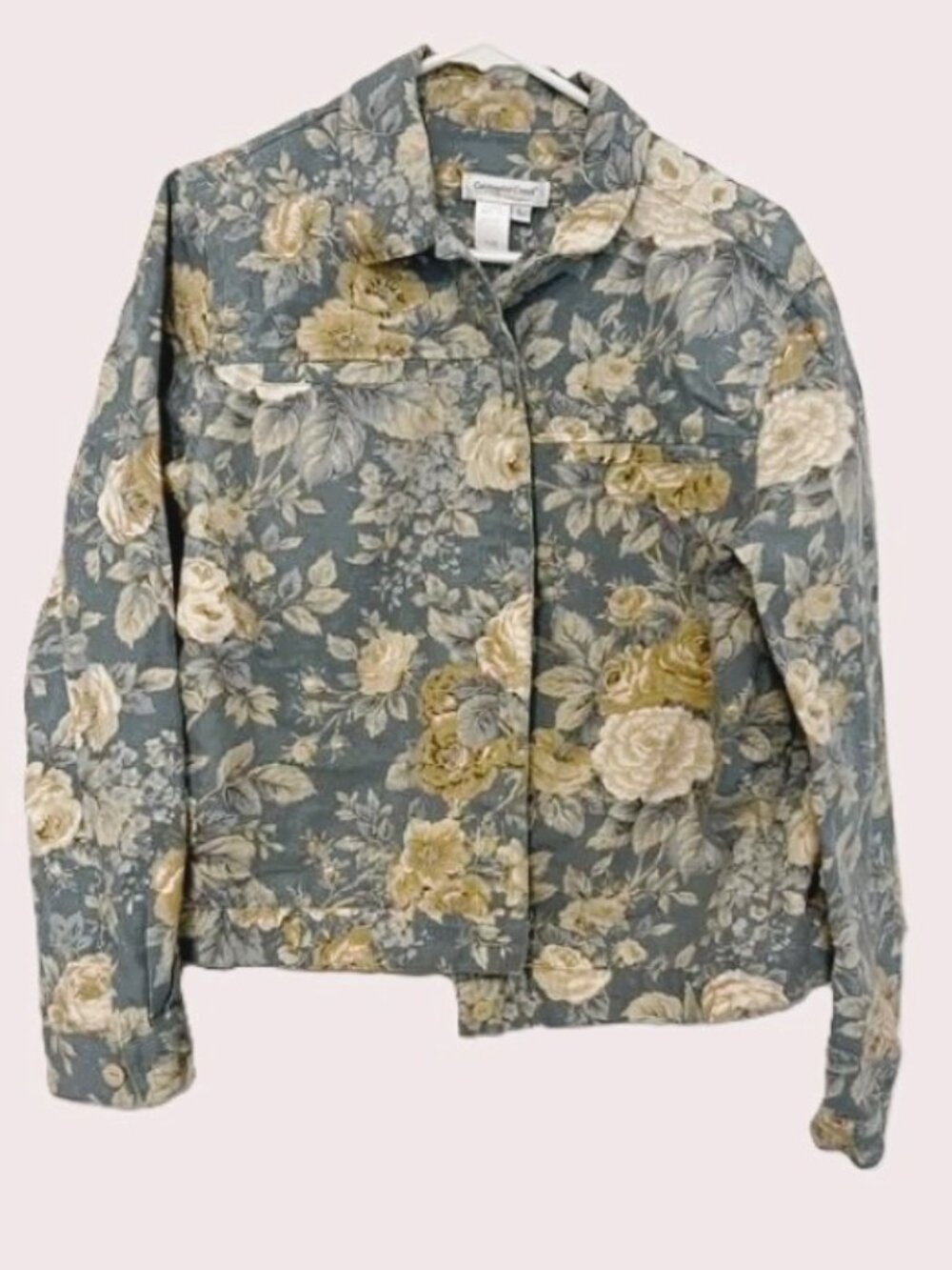 Coldwater Creek - Muted Blue & Cream Rose Floral Jacket - Large